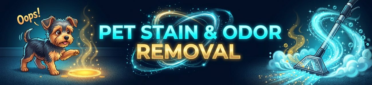 Carpet being treated for pet stains and odor